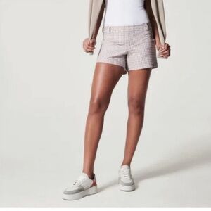 Spanx Sunshine UPF+ 50 Bespoke Check Fawn 4" Shorts size S